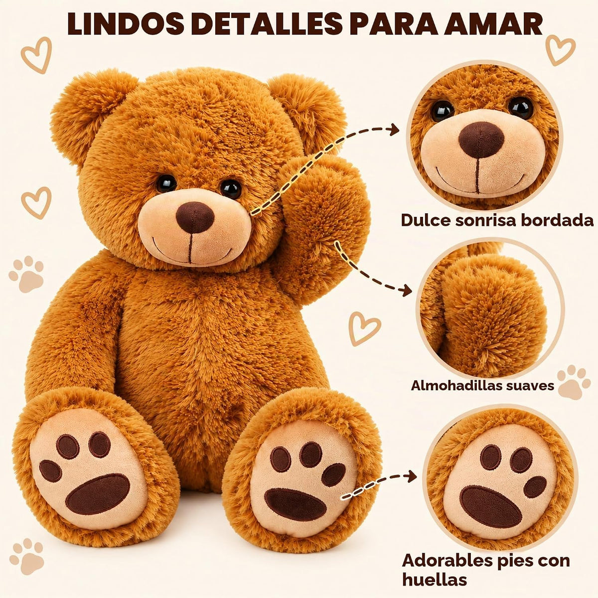 LotFancy Teddy Bear Stuffed Animals, 20 inch Soft Plush Toy, Brown