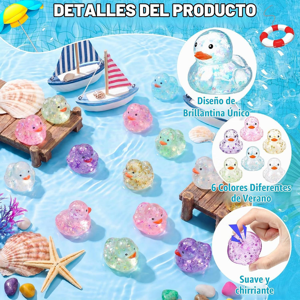 Lunmon 24 patos de goma de verano a granel chirriantes flotantes de baño