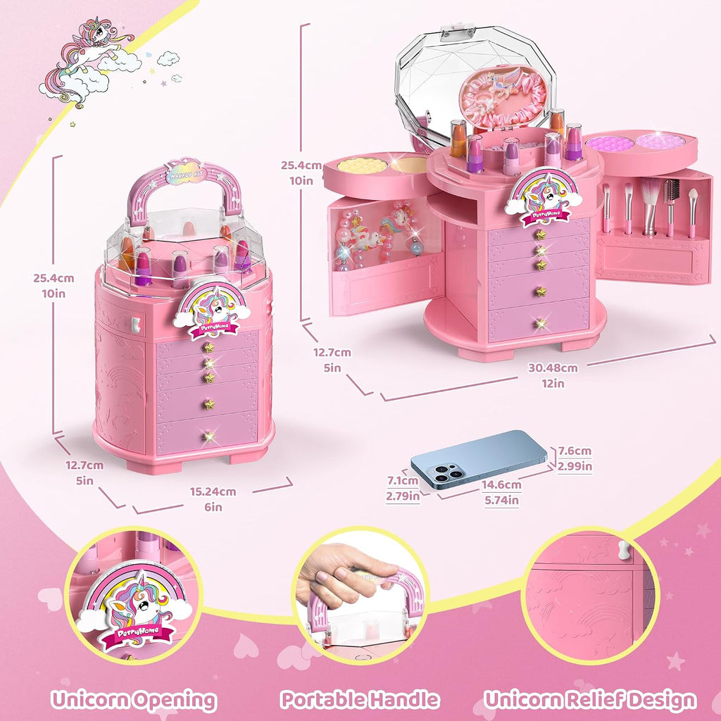 Juego de 63 piezas de maquillaje para niñas, kit de maquillaje cosmético