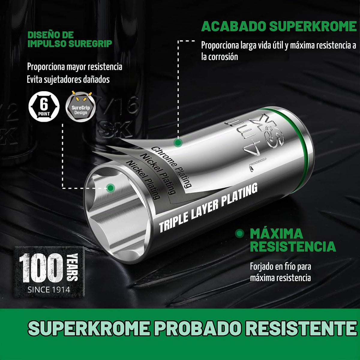 SK Juego de llaves de vaso de 3/8" con trinquete 216-P, 41 piezas