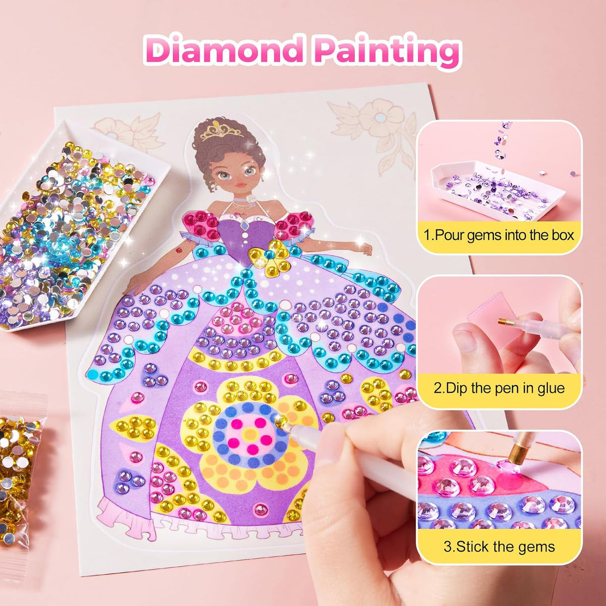 Jar Melo Princess Glam Magic Kit, 4-en-1 Makeup y Craft Book para Girls