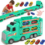 Camión transportador de automóvil de juguete para niños de 3, 4, 5 años, pista de carreras de eyección de 50 pulgadas con 8 autos, sonido y luz, el mejor juego de juguetes de regalo de cumpleaños para niños y niñas