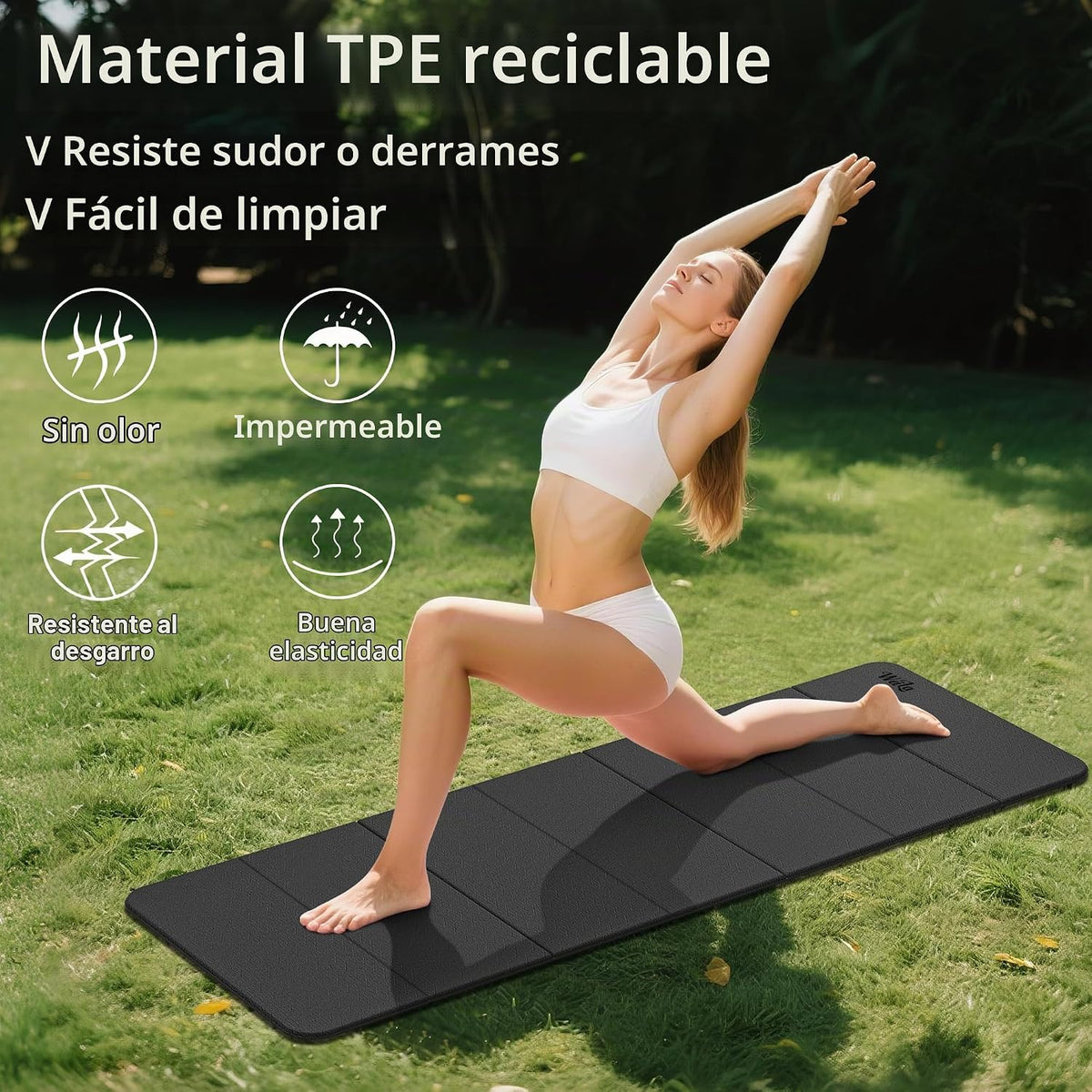 WEILA Esterilla de Yoga Plegable TPE 1/2 pulgada 70"x24", Colchoneta Pilates Antideslizante Gruesa