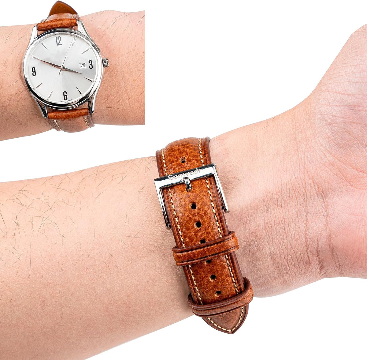Correa de reloj de cuero italiano de la Toscana, cuero genuino de grano superior curtido con vegetales naturales, 18 mm, 19 mm, 20 mm, 21 mm, 22 mm, XL, XXL, de liberación rápida, correas de