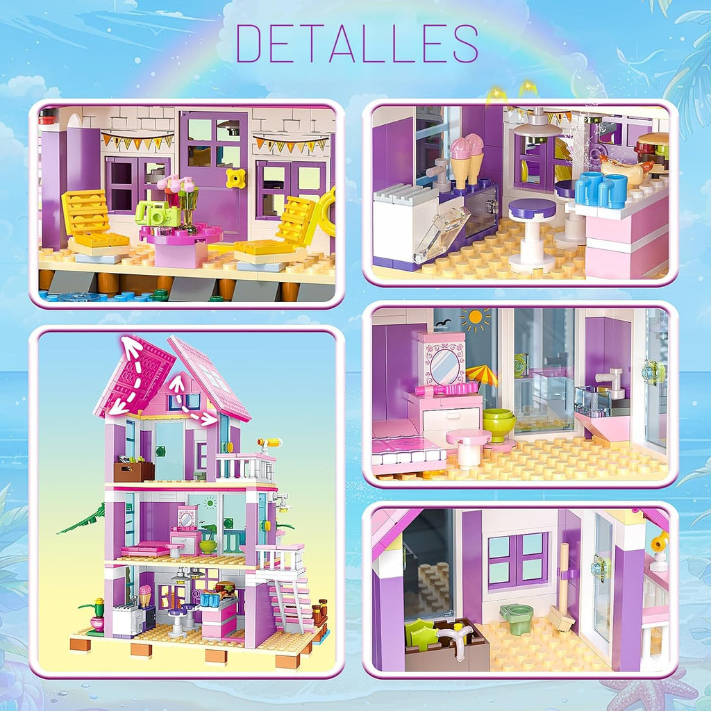 Juego de construcción de casa de playa, juguetes de construcción de casas de villa junto al mar, compatibles con Lego Friends Sets para niñas de 8 a 12 años, kit creativo de construcción de casa de campo, regalo para Navidad, día de San Valentín, fiesta