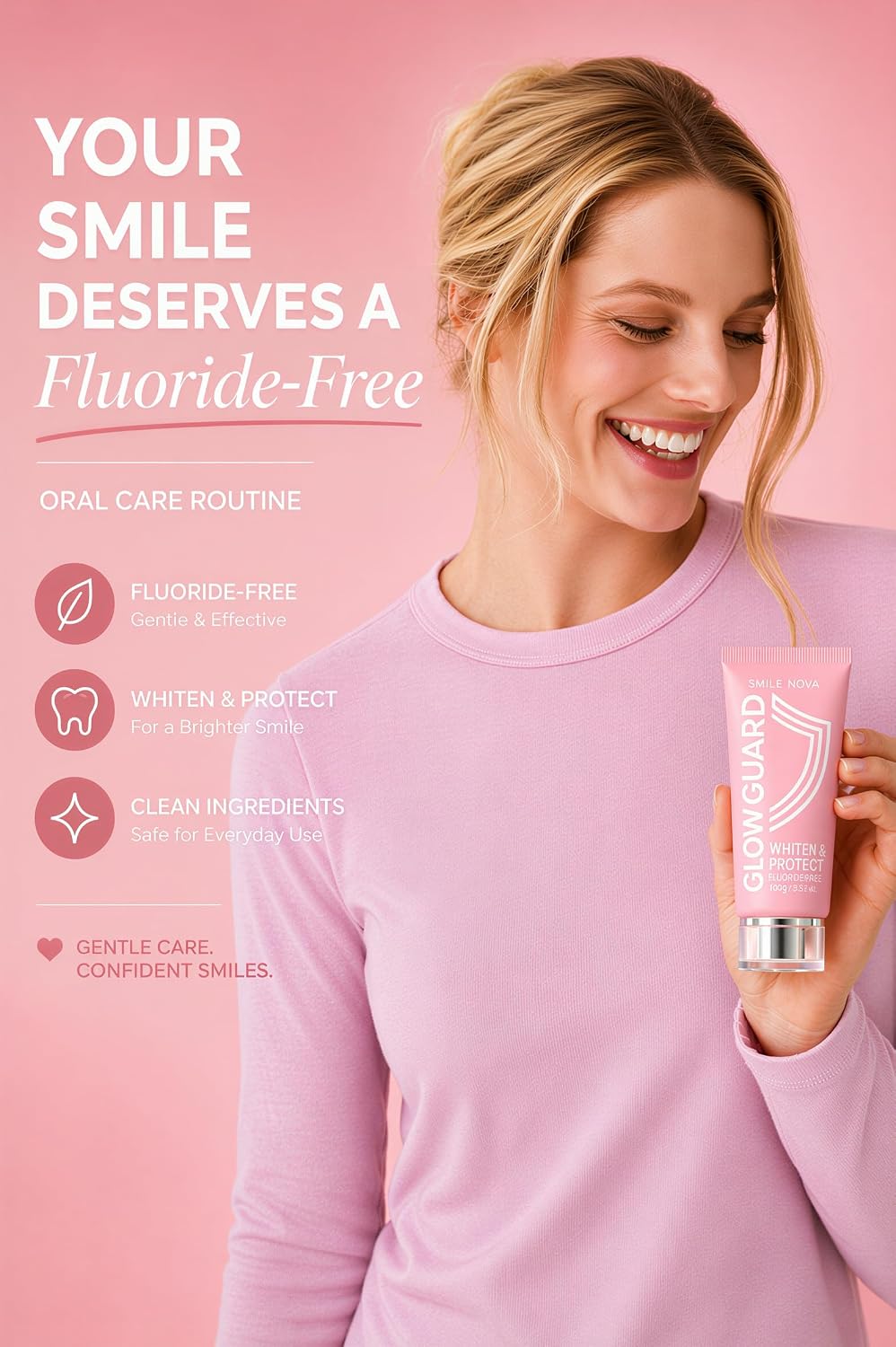 SMILE NOVA Sonic Lux™ Cepillo de dientes eléctrico rosa para adulto...