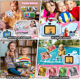 Cámara azul para niños y niñas, cámara de video digital HD 1080P co...