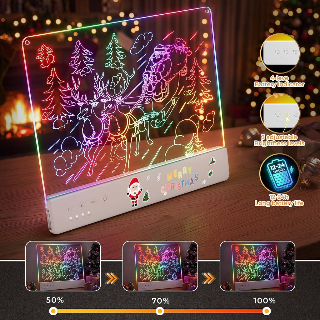 Tabla de Dibujo LED para Niños, 16" Tablero de Dibujo Iluminado Recargable DIY