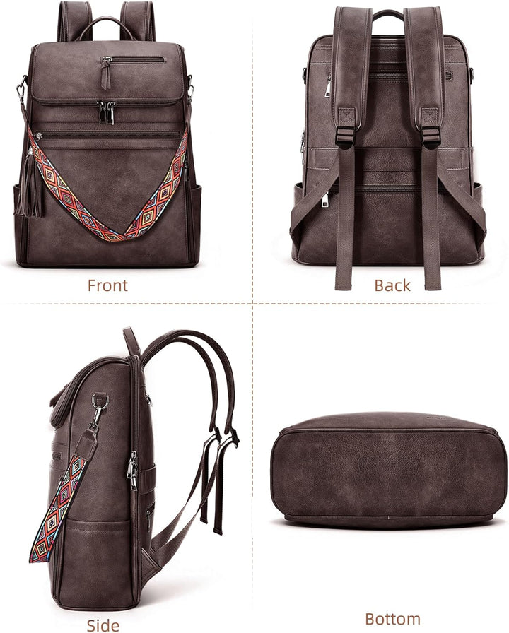 SYTRAH - Mochila de cuero para laptop para mujer, bolso de diseñado...