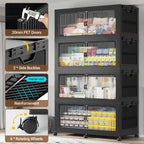 BROVIEW Contenedores de almacenamiento apilables extra grandes de 255 galones/1020 cuartos de galón con tapas y ruedas, paquete de 3, color negro