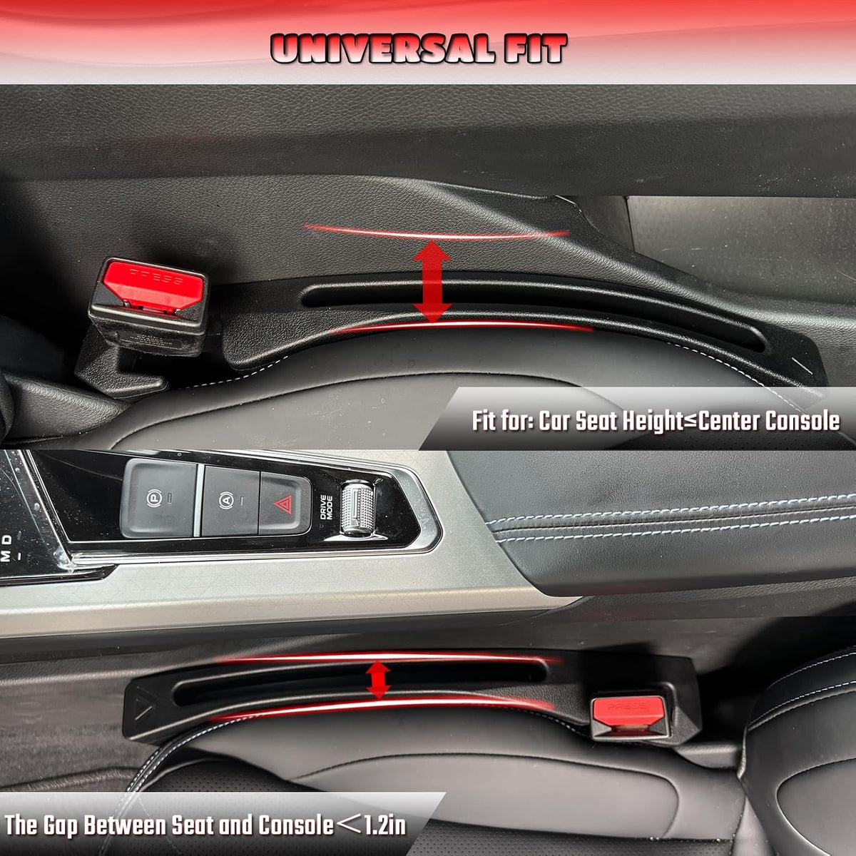 Relleno de Espacio del Asiento del Automóvil Ajuste Universal Organizador Relleno de Espacio Evita que las Cosas se Caigan para Maletero del Automóvil SUV, Negro, Paquete de 2