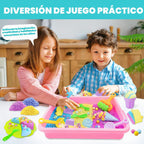 Contenedor sensorial – Juego de hornear y hacer helados con kit de arena de juego de 3.3 libras, moldes para pasteles de gofres y herramientas de arena, tienda de juguetes de helado