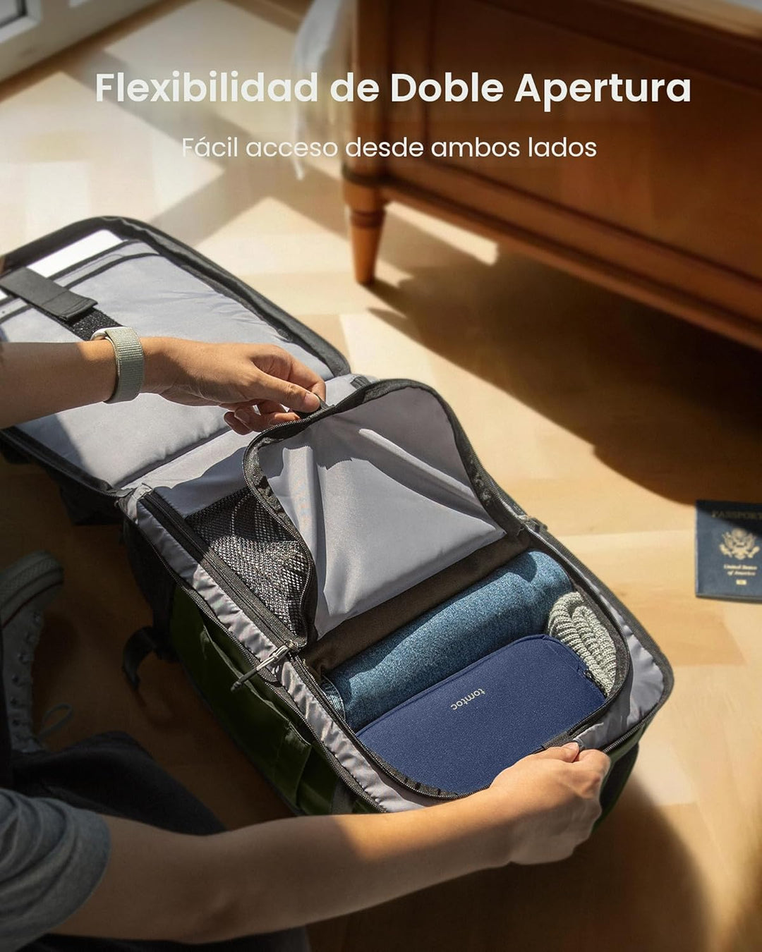 Mochila de viaje tomtoc, equipaje de mano aprobado para vuelos y co...