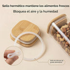 Juego de 6 recipientes herméticos de vidrio con tapas de 25/37/50 onzas con tapas de bambú, juego de recipientes de cocina para organización de despensa, almacenamiento de alimentos para harina