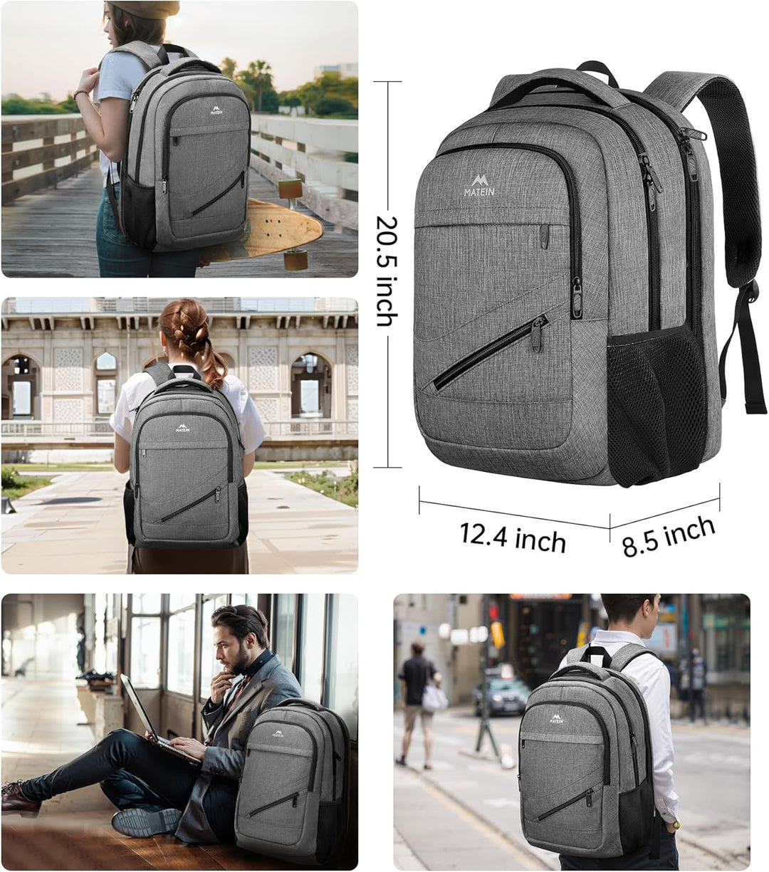 MATEIN Mochila para Laptop Extragrande de 18 Pulgadas, Mochila de V...