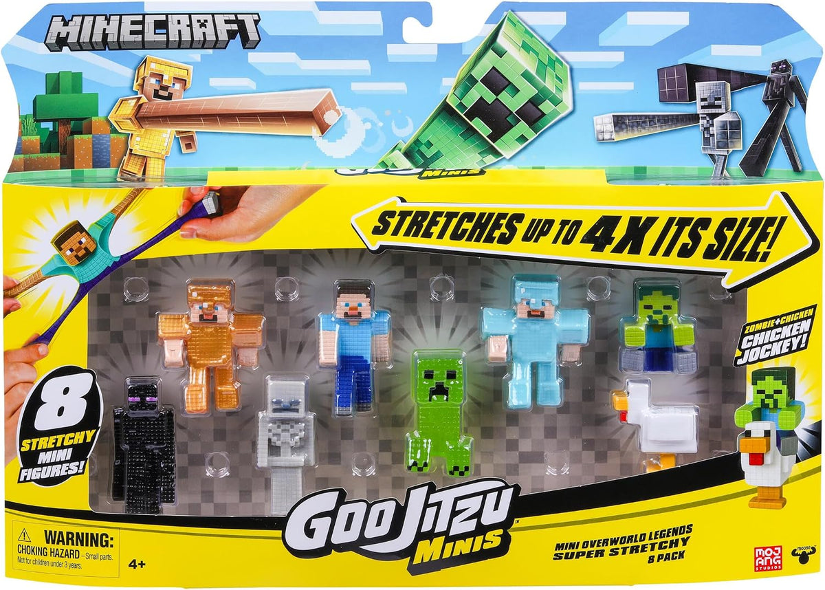 Goo Jitzu Minecraft Minis, paquete de 8 mini squishies elásticos y