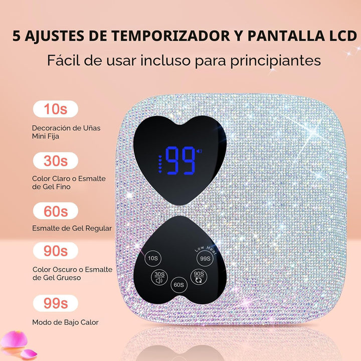 HUITINE - Lámpara de uñas LED UV, inalámbrica, 80 W, recargable, lu...