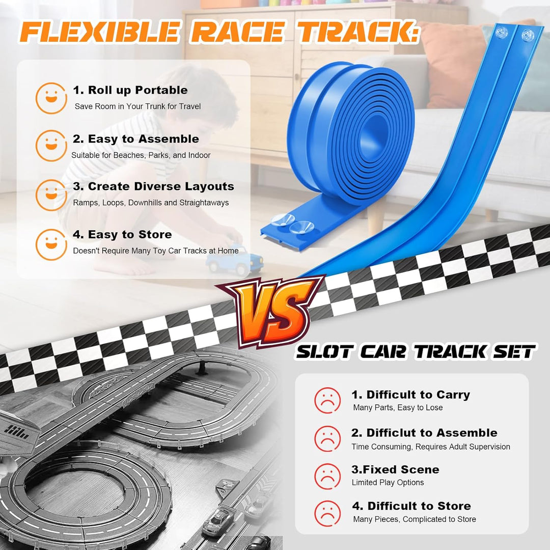 Pista de carreras flexible para niños, juego de iniciación de 15 pi...