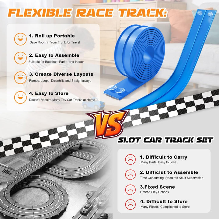 Pista de carreras flexible para niños, juego de iniciación de 15 pi...