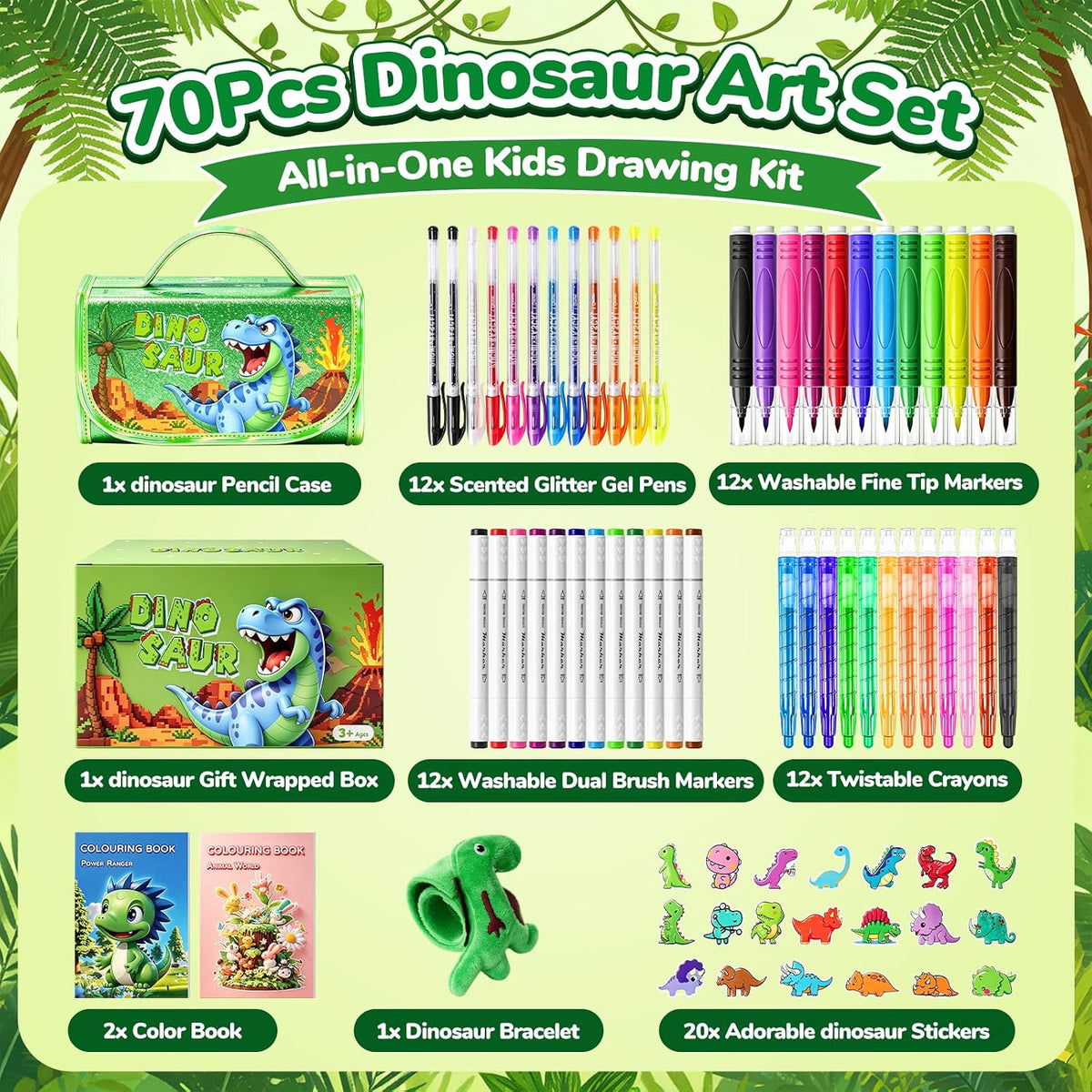 DreamyCandy Juego de 72 marcadores lavables para niños de 4 a 8 años, juego
