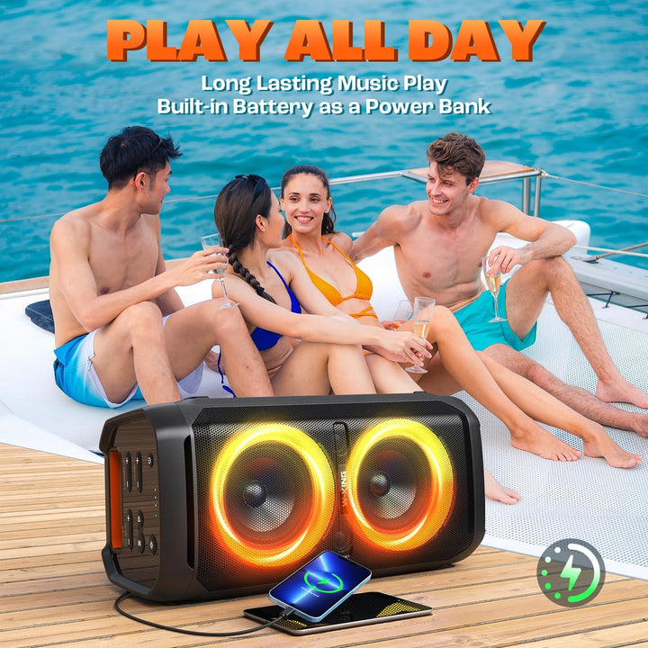 W-KING Altavoz Bluetooth portátil de 240 W, caja de auge fuerte con...