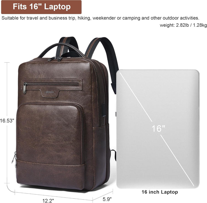 Mochila de cuero para laptop Shrrie para mujeres y hombres, mochila...