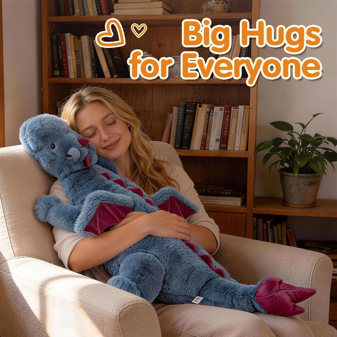 Yulevxnv Peluche de dragón pesado de 10 libras, almohada de felpa p...