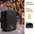 Pyle Sistema de Altavoces PA Bluetooth Portátil - Sistema de Sonido de Karaoke para Interiores y Exteriores con Micrófono Inalámbrico, Grabación de Audio, Batería Recargable, Lector USB/SD, Soporte de