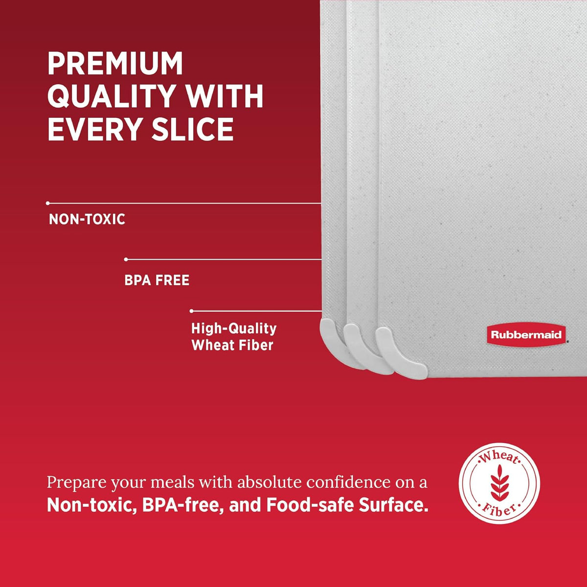 Rubbermaid Juego de tablas de cortar reversibles de fibra de trigo de 3 piezas, tablas de cortar para cocina, aptas para lavavajillas, esquinas antideslizantes, ligeras y fáciles de almacenar, tabla