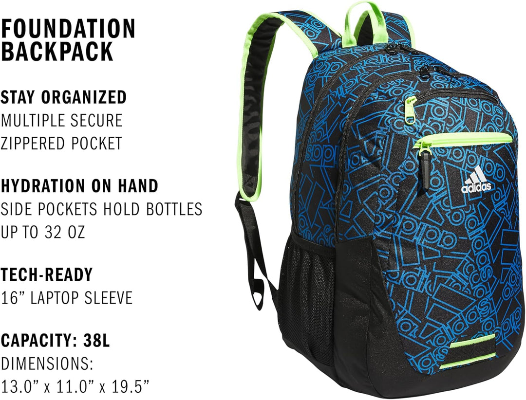 Mochila adidas Foundation para laptop, funda para libros, bolsa dep...