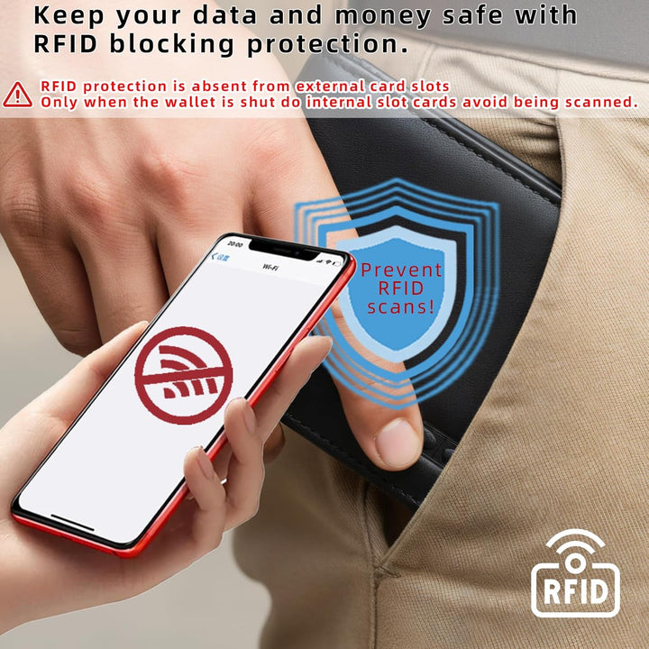 TOPFORGES Cartera de piel auténtica RFID para hombre, delgada, pleg...