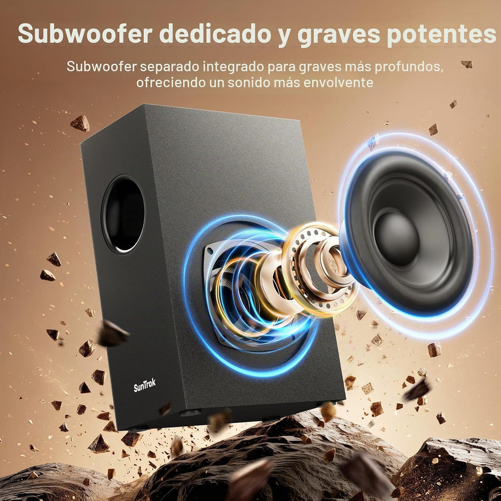 Barra de sonido para Smart TV,Barra de sonido 2.1CH con subwoofer,Máquina