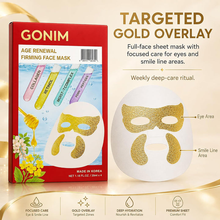 GONIM Máscara facial coreana con parches integrados para los ojos c...