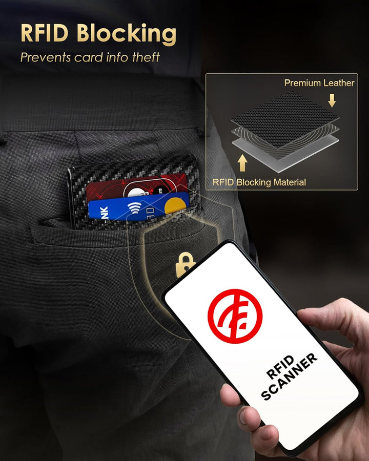 QLD - Cartera minimalista para hombres - Billetera delgada de cuero...