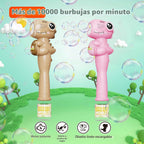 Paquete de 4 varitas automáticas de burbujas para niños, máquina de burbujas de dinosaurio con batería recargable, juguetes para interiores y exteriores, para niños y niñas de 3 a 8 años