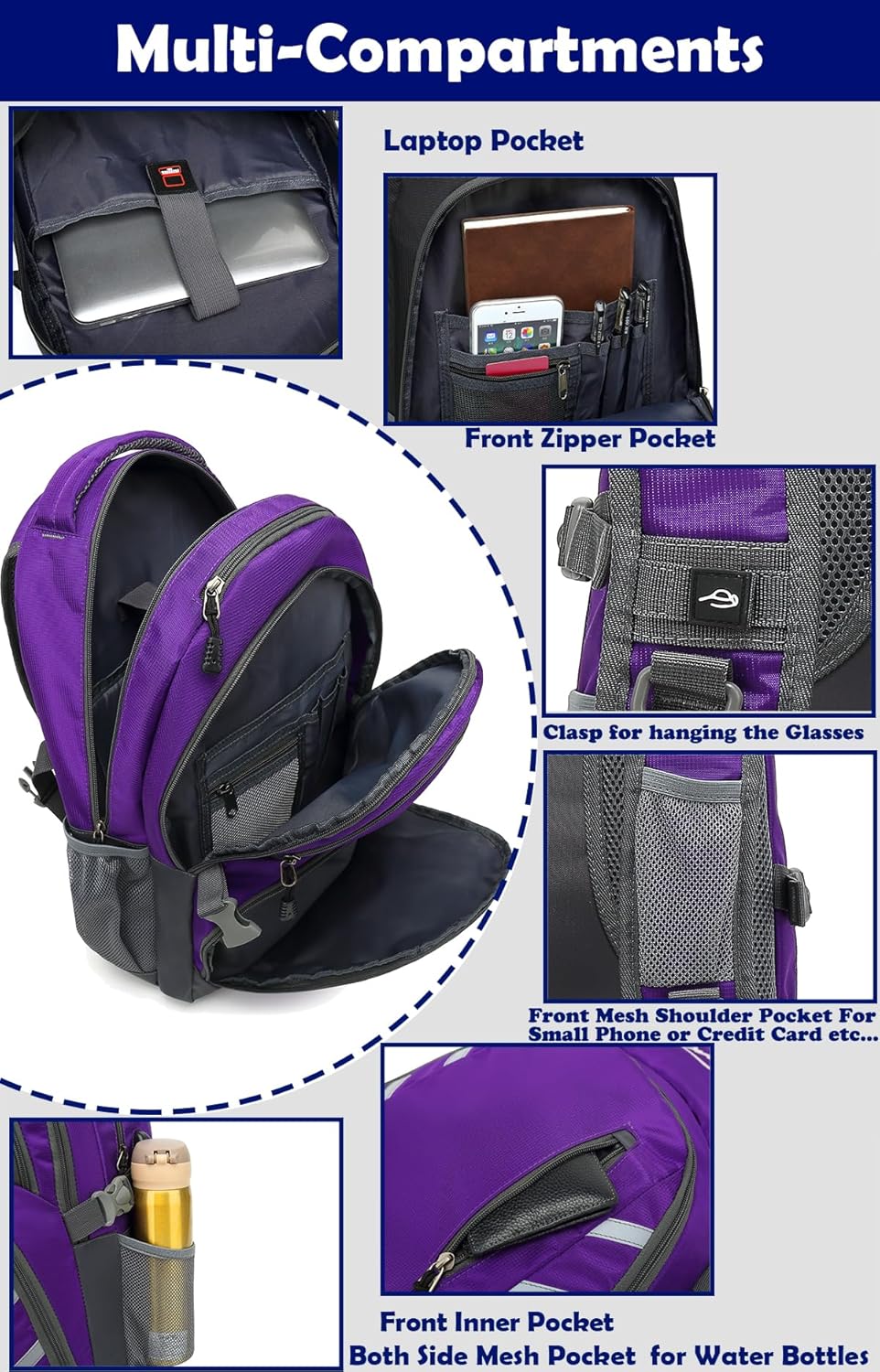 ProEtrade Mochila para viajes universitarios y portátiles con puert...