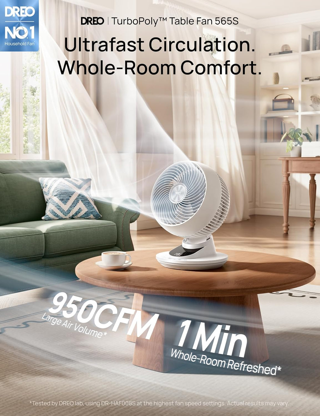DREO Ventilador inteligente para dormitorio, potente flujo de aire...