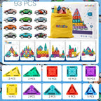 Juego de 93 miniazulejos magnéticos con 12 coches, bloques de construcción