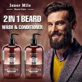 ISNER MILE Set de lavado y acondicionador para barba para hombres,...