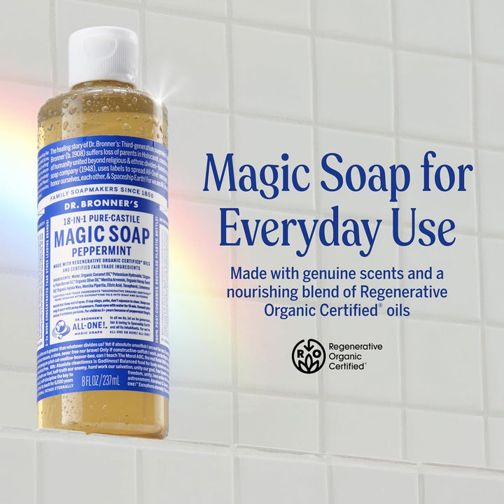 Dr. Bronner's - Jabón líquido mágico puro de Castilla (menta, 8...