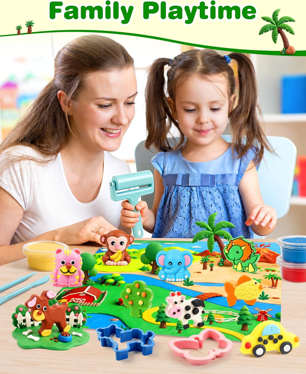 Helsort Juego de masa de juego de animales para niños, 35 herramientas de