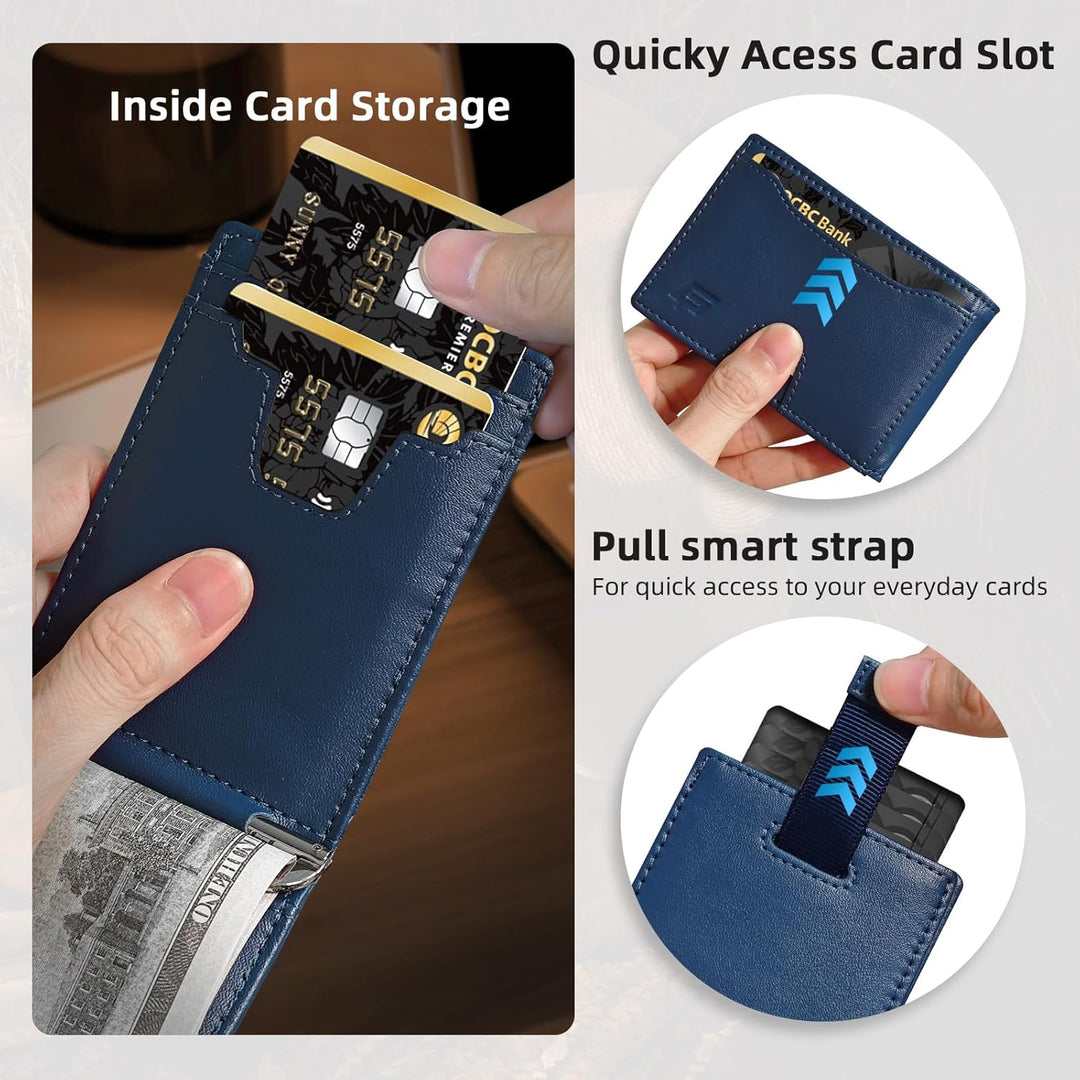 ECOZATU Cartera Minimalista Delgada para Hombres - Cartera con Clip...