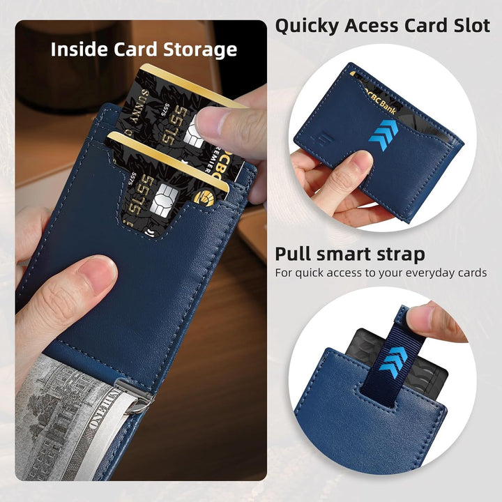ECOZATU Cartera Minimalista Delgada para Hombres - Cartera con Clip...