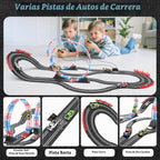 Juegos de carreras 2 en 1 con 4 autos de alta velocidad, pista eléctrica, juego de carreras dual con 2 controladores, diseño de paso elevado circular con pistas flash. Regalo de juguete para niños de 6 a 8 años de 8 a 12 años