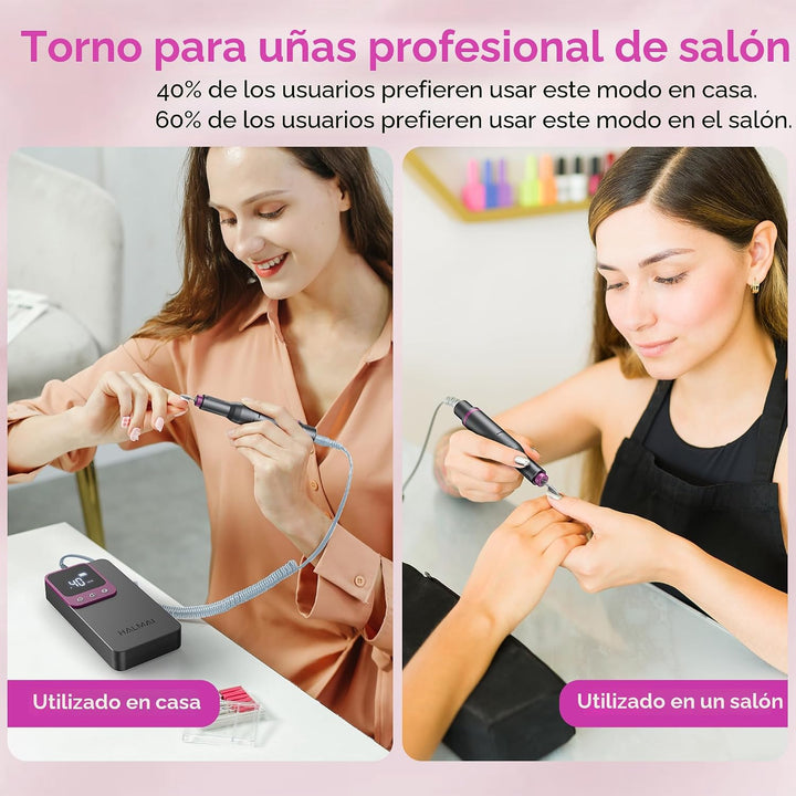 Taladro de uñas eléctrico profesional, lima de uñas portátil para u...
