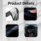 Funda de Volante de Cuero Negro Funda de Volante de Cuero de Vaca Cuero Genuino Funda de Volante para BMW Tamaño Universal M / 15 pulgadas Compatible con Coche/Auto/SUV (A-Negro-M)
