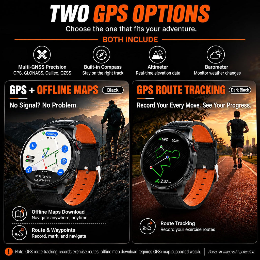 Reloj Inteligente para Hombres con Mapas GPS, AI Smartwatch de 1.46", Llamadas BT/Respuesta de Texto