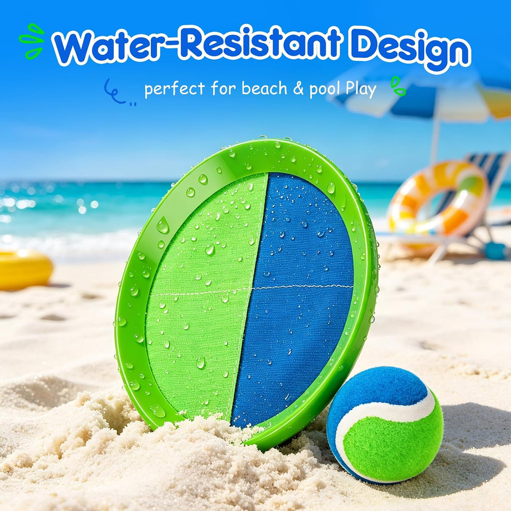 EVERICH TOY Juego de pelota para lanzar y atrapar, juego de bolas adhesivas mejoradas para niños y niños pequeños, resistente y resistente al agua, juguete para exteriores, patio trasero, playa, piscina, regalo de cumpleaños para niños y niñas de 3 a 12