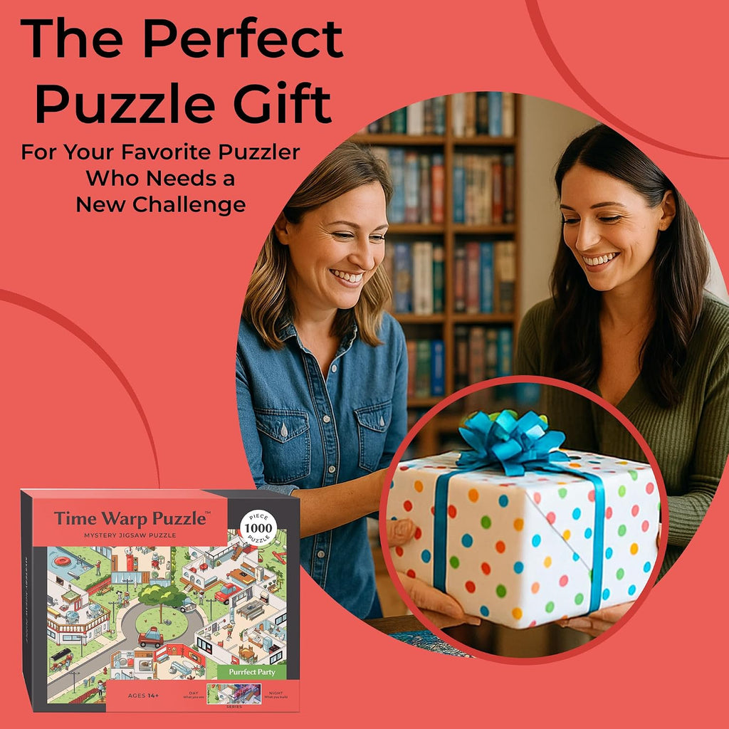 Time Warp Puzzle - Purrfect Party - Rompecabezas de 1000 piezas para