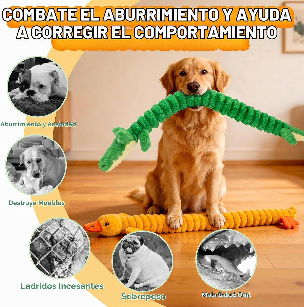 LECHONG Paquete de 2 juguetes chirriantes extra largos de 40 pulgadas para perros grandes, juguete de peluche suave para masticar, juguetes interactivos para perros de tira y afloja para todos los